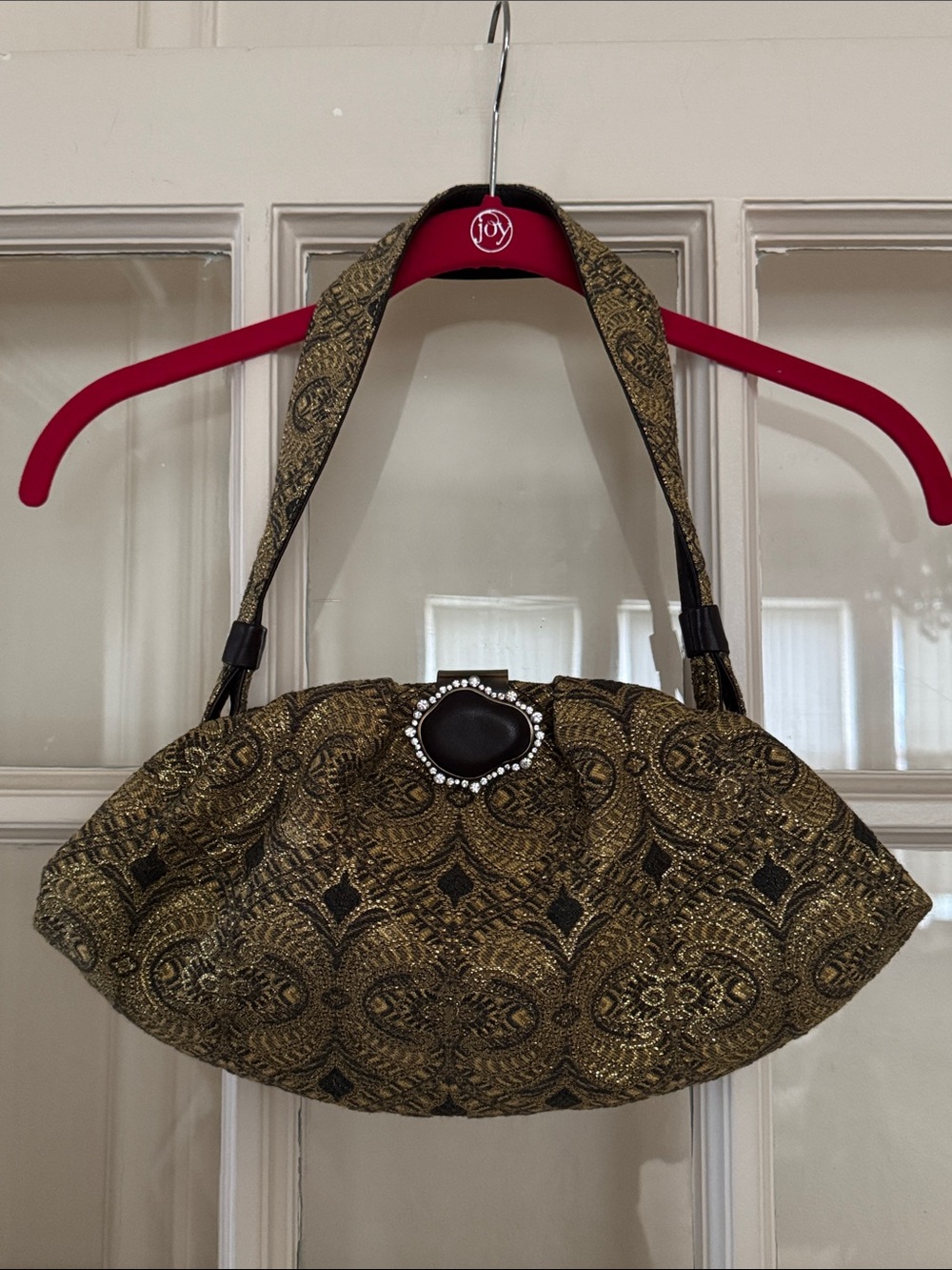 Donald J. Pliner metallic brocade pattern structured bag